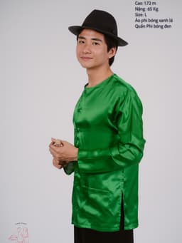 BIGSIZE Phối áo phi xanh lá + Quần phi đen - Bộ bà ba Bigsize- may sỉ bà ba toàn quốc - May bộ bà ba theo yêu cầu 6