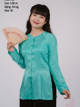 Bộ áo bà ba gấm Trắng/ Hồng lợt/ Xanh dương/ Hồng đào/ Xanh ngọc - Bà ba Bigsize- May sỉ Áo bà ba toàn quốc theo yêu cầu 8