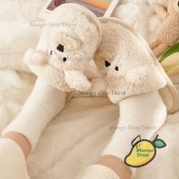 Tất Bông Lông Thỏ Hình Trái Tim Trắng Đen Dành Cho Nam Nữ Couple Dày Dặn Ấm Áp Đi Mùa Đông 4