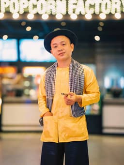 Bộ bà ba phối áo phi vàng đồng quần phi đen 3