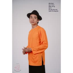 Bộ áo bà ba nam phối áo cate cam+ Quần cate đen - Có bộ bà ba Bigsize 3
