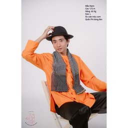 Bộ áo bà ba nam phối áo cate cam+ Quần cate đen - Có bộ bà ba Bigsize 6