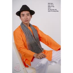 Bộ áo bà ba nam phối áo cate cam+ Quần phi trắng - Có bộ bà ba Bigsize 8