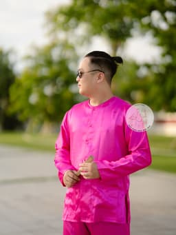 Áo lẻ bà ba nam phi bóng vàng đồng/ xanh dương/ đỏ đô/ trắng/ hồng sen/ xanh lá - Có áo bà ba nam lẻ Bigsize 6