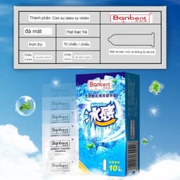 Bao cao su siêu mỏng 001 BANBENT Biggan hương bạc hà mát lạnh, 10 chiếc 2