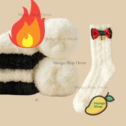 Tất Bông Ấm Áp Gắn Nơ Chuông Xinh Xắn Dành Cho Mùa Đông ( Tất bông ấm dày cho mùa đông ) 9