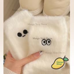 Tất Bông Lông Thỏ Hình Mặt Ngộ Nghĩnh Dày Dặn Ấm Áp Đi Mùa Đông 9