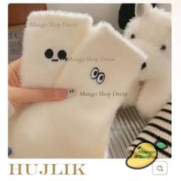 Tất Bông Lông Thỏ Hình Mặt Ngộ Nghĩnh Dày Dặn Ấm Áp Đi Mùa Đông 6