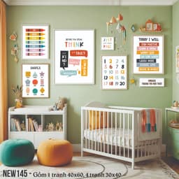 Bộ tranh Montessori cho bé trang trí treo tường canvas KIDMON 1