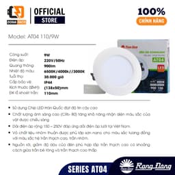Đèn LED Downlight âm trần Rạng Đông Model AT04 ánh sáng trắng vàng trung tính bảo hành 1 đổi 1 2