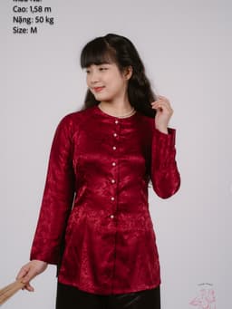 Bộ áo bà ba gấm Hồng cánh sen/ Xanh nước biển/ Vàng Đồng/ Vàng chanh/Đỏ Đô-Bà ba Bigsize- May sỉ Áo bà ba theo yêu cầu 7