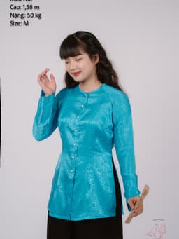 Bộ áo bà ba gấm Hồng cánh sen/ Xanh nước biển/ Vàng Đồng/ Vàng chanh/Đỏ Đô-Bà ba Bigsize- May sỉ Áo bà ba theo yêu cầu 4
