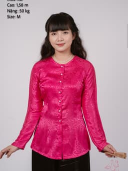 Bộ áo bà ba gấm Hồng cánh sen/ Xanh nước biển/ Vàng Đồng/ Vàng chanh/Đỏ Đô-Bà ba Bigsize- May sỉ Áo bà ba theo yêu cầu 2