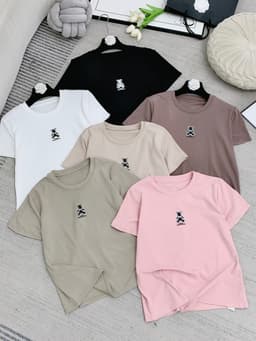 Áo phông nữ hình gấu form xuông chất cotton mềm mịn co giãn 4 chiều 15