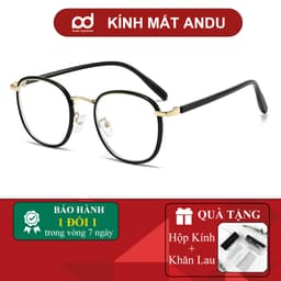 Gọng kính cận thời trang nam nữ ANDU EYEWEAR dáng vuông bo tròn chống UV chất liệu kim loại 21100 1