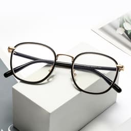 Gọng kính cận thời trang nam nữ ANDU EYEWEAR dáng vuông bo tròn chống UV chất liệu kim loại 21100 2