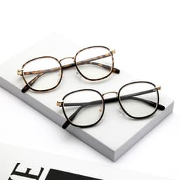 Gọng kính cận thời trang nam nữ ANDU EYEWEAR dáng vuông bo tròn chống UV chất liệu kim loại 21100 3