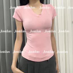[XẢ KHO] Áo thun cổ tim cotton mềm mịn ôm body Justdun C29 6