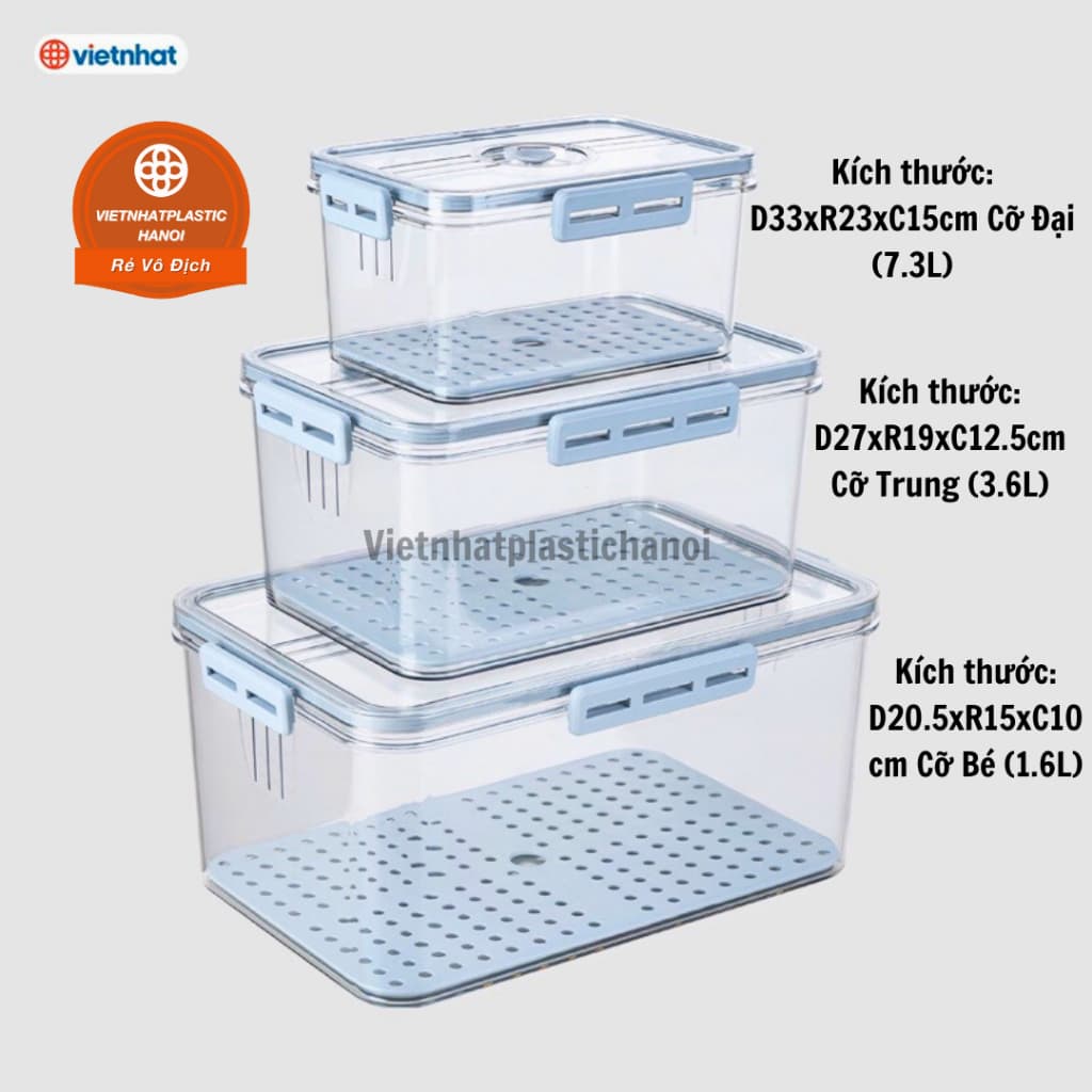 [Smart.Bộ 3 Hộp Đựng Thực Phẩm Chữ Nhật Hokori Chính Hãng Việt Nhật 6560