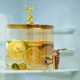 Bình Nước Thuỷ Tinh Có Vòi Kèm Kệ Gỗ Họa Tiết Đáng Yêu Dung Tích 2,5L Và 3,5L M55 9