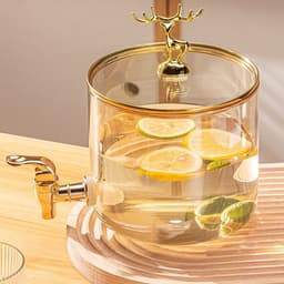 Bình Nước Thuỷ Tinh Có Vòi Kèm Kệ Gỗ Họa Tiết Đáng Yêu Dung Tích 2,5L Và 3,5L M55 8