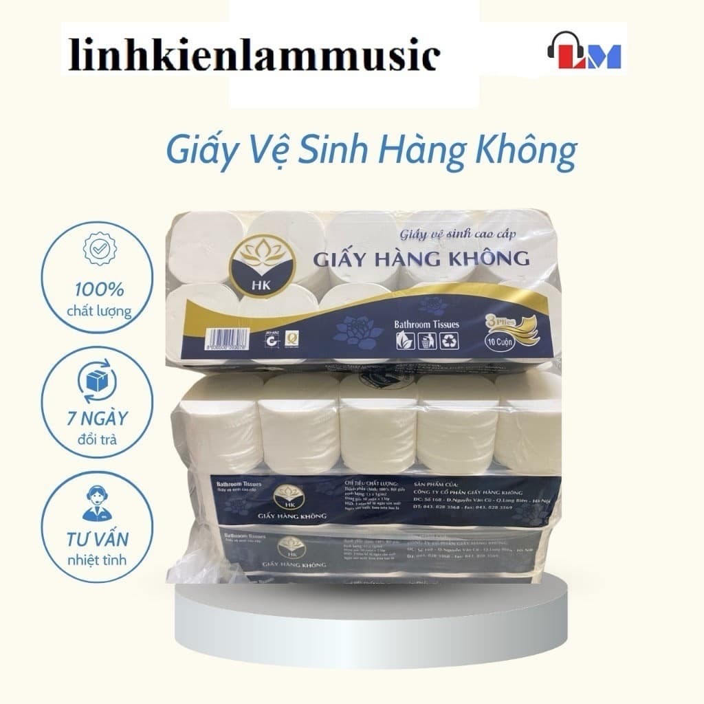 Giấy Hàng Không Xịn (Lốc 10 Cuộn) 1.4kg và Giấy Vệ Sinh Hàn Quốc Lucky Không Lõi (1 Lốc 6 Cuộn) .