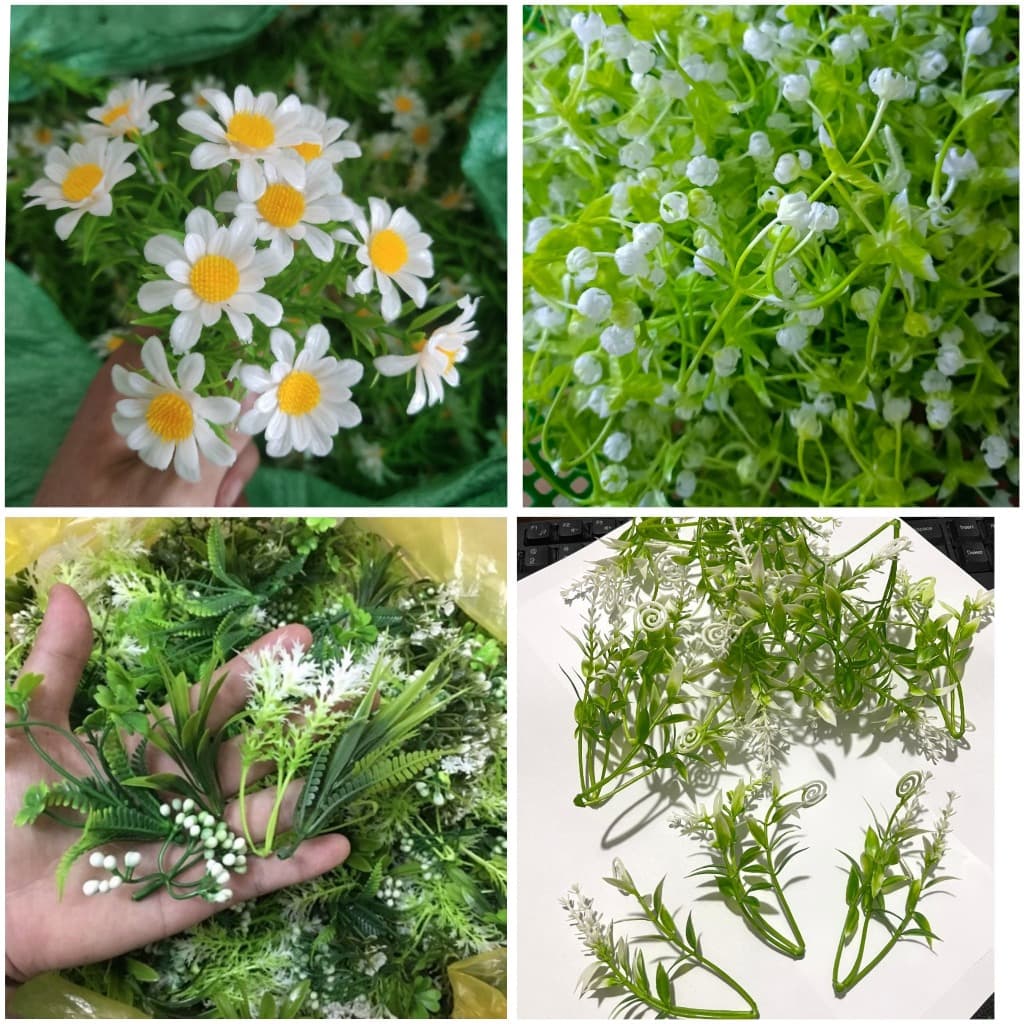 100g cỏ điểm đã bỏ gọng,điểm hoa sáp,hoa lụa,oản... .... ..