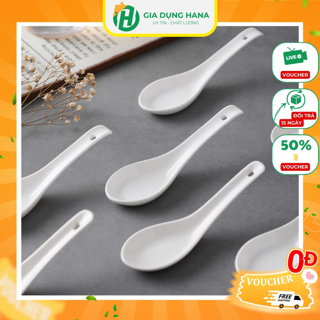 Muôi Canh Thìa Sứ Trắng Cao Cấp Sang Trọng Phong Cách Bắc Âu Độ Bền Cao M37
