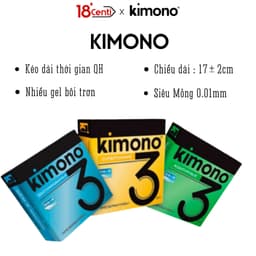 Kimono bao cao su có gân gai siêu mỏng 0.03 màu xanh Blue, Hộp 3 bcs 3