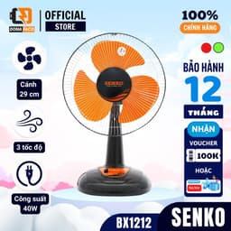 Quạt bàn B2 Senko mã BX1212 màu đen, cam 3 cấp gió mạnh siêu mát bảo hành 24 tháng 1
