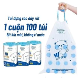 Cuộn 100 Túi Đựng Rác Minaier Tự Phân Hủy Có Dây Rút Chịu Lực Tốt, Không Gỉ Nước VH929 1