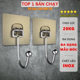 Móc dán tường siêu dính COMBO 5-10 inox 304 - Giải pháp treo đồ tiện ích, chịu lực cao - TH22 5