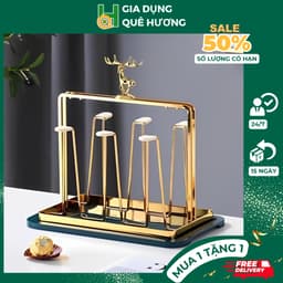 Giá Úp Cốc Mạ Vàng Khay Úp Cốc Đa Năng Khay Đựng Cốc Phong Cách Bắc Âu Trạng Trọng Chất Liệu Cao Cấp_M68 1