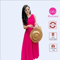 Váy sát nách dáng dài kiểu maxi 3 tầng chất đũi mềm mát  thấm hút mồ hôi Evalover 1