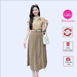 Chân váy xòe Evalover thiết kế 6 ly chất gold Hàn cao cấp CV2024225 1
