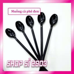 (COMBO 30 CÁI) Muỗng nhựa cafe, muỗng nhựa đen 20 cm 2