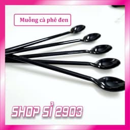 (COMBO 30 CÁI) Muỗng nhựa cafe, muỗng nhựa đen 20 cm 1