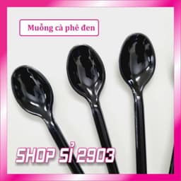 (COMBO 30 CÁI) Muỗng nhựa cafe, muỗng nhựa đen 20 cm 4