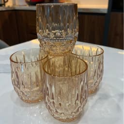 Bộ Bình Cốc Thuỷ Tinh Chịu Nhiệt Hana Họa Tiết Kim Cương 6 Cốc Nước Vip Vàng Cao Cấp Sang Trọng M06 8