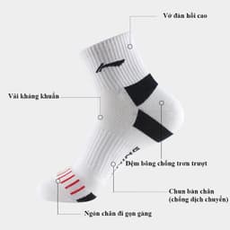 Tất Vớ Tennis, Cầu Lông LINING Dày Dặn, Thoáng Mát, Chống Trơn Trượt 4