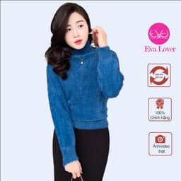 Áo len lông thỏ trơn kiểu dáng xuông chất len thỏ mềm mịn tay bồng siêu xinh Evalover 3