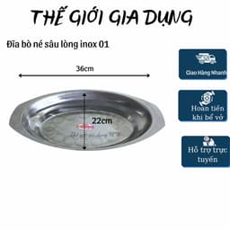 Đĩa bò né - Đĩa hấp cá - Đĩa Hột Xoài Inox không gỉ loại dày size 40 x 25 x 3 cm 4