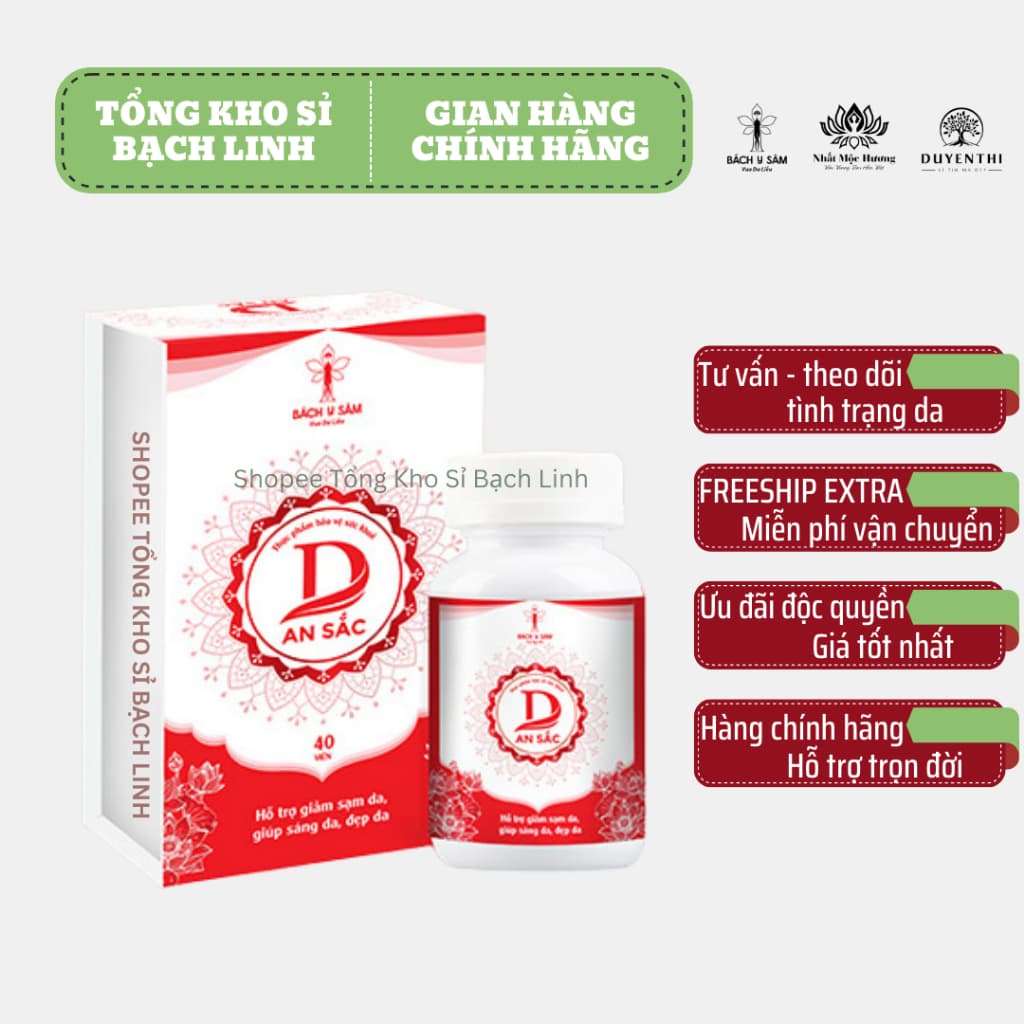 D An Sắc Bách Y Sâm Hỗ Trợ Giảm Sạm Da, Giúp Sáng, Đẹp Da (Hộp 40 Viên)