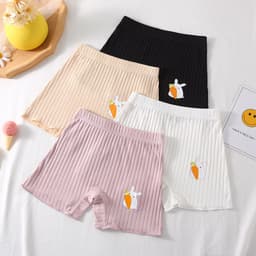 Combo 4 quần chíp đùi cotton gân tăm tre họa tiết Thỏ Cà Rốt cho bé gái, quần đùi bảo hộ thoáng mát co giãn  Cherikids 3