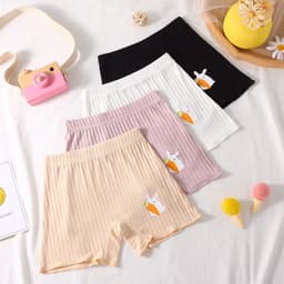 Combo 4 quần chíp đùi cotton gân tăm tre họa tiết Thỏ Cà Rốt cho bé gái, quần đùi bảo hộ thoáng mát co giãn  Cherikids 2