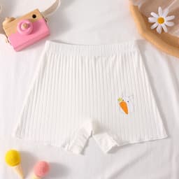 Combo 4 quần chíp đùi cotton gân tăm tre họa tiết Thỏ Cà Rốt cho bé gái, quần đùi bảo hộ thoáng mát co giãn  Cherikids 6