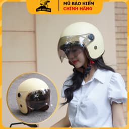 Mũ bảo hiểm 3/4 có kính chắn gió,gọn nhẹ,nón bảo hiểm ba phần tư NTMAX TRUMP  lót nâu viền đồng cao cấp cho cả nam và nữ 6
