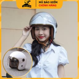 Mũ bảo hiểm 3/4 có kính chắn gió,gọn nhẹ,nón bảo hiểm ba phần tư NTMAX TRUMP  lót nâu viền đồng cao cấp cho cả nam và nữ 5