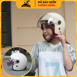 Mũ bảo hiểm 3/4 có kính chắn gió,gọn nhẹ,nón bảo hiểm ba phần tư NTMAX TRUMP  lót nâu viền đồng cao cấp cho cả nam và nữ 2