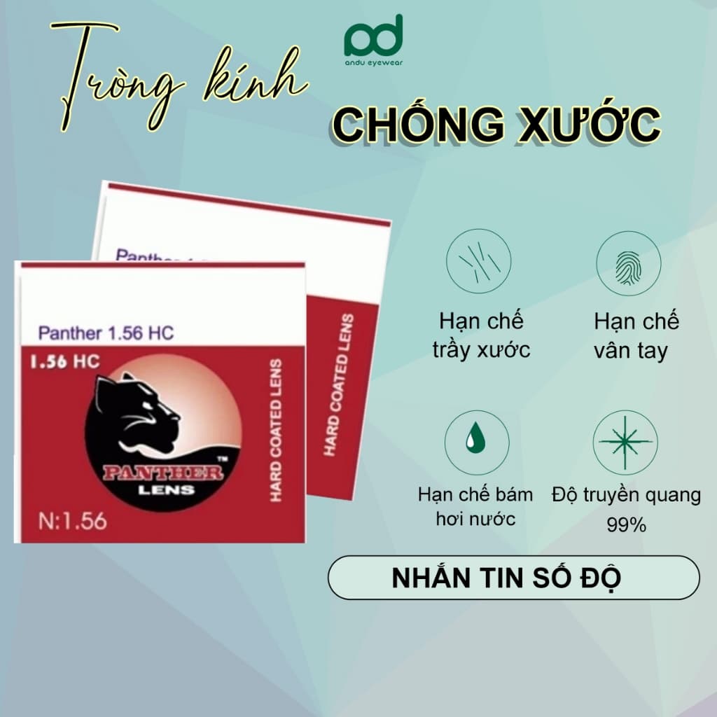 Tròng kính cận loạn có độ ANDU EYEWEAR mắt kính chống ánh sáng xanh, đổi màu đi nắng chống tia UV400